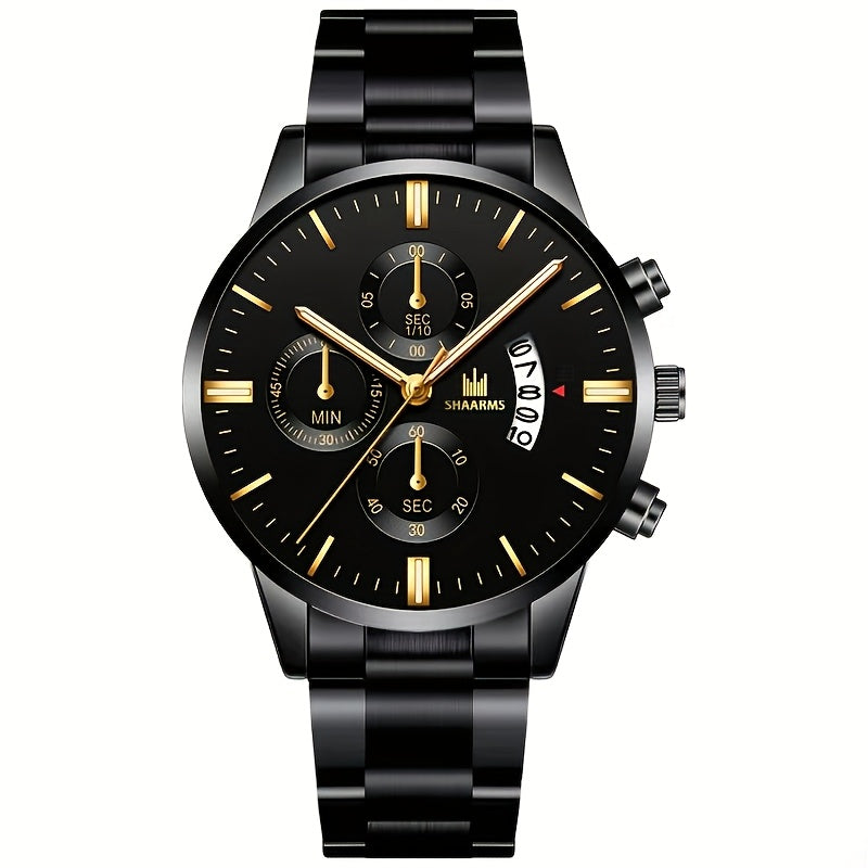 1pc Men's Elegant Sports Steel Strap Watch / 2pcs Watch + Versatile Bracelet Set - The Perfect Gift for Him on Father's Day, Birthday, or Anniversary