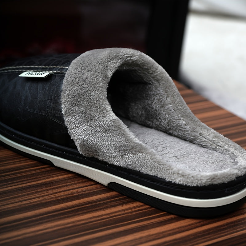 Men's Oversized Plush Winter Slippers Soft Warm Indoor Shoes