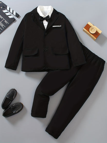 Boys' Solid Color Casual Suit Set for Spring and Autumn