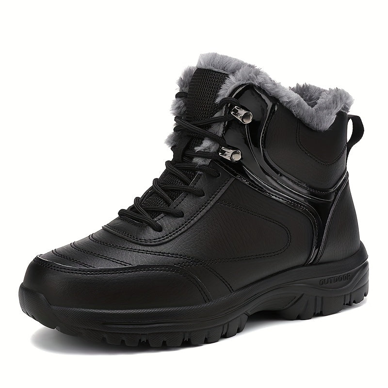 Men'S High-Top Snow Boots for Winter, Featuring Thickened Fleece for Warmth, Designed for Outdoor Activities with Slip-Resistant And Wear-Resistant Properties.