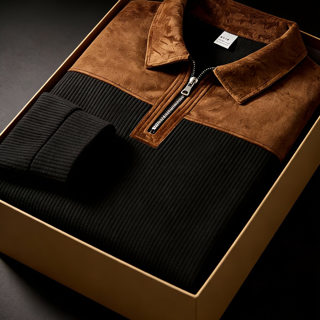 Men'S Casual Knit Sweater with Printed Lapel and Quarter Zip | Long Sleeve, Warm, Machine Washable, Perfect for Daily Wear and Gifts, Ideal for Christmas, Halloween, New Year