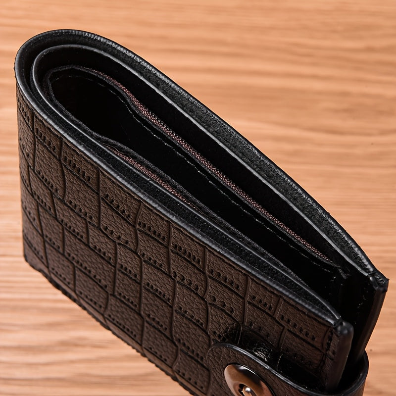 New Safety Button Lock Men's Wallet with Zipper Compartment - with Stone Texture, Multi-Section Cash/Pocket Organizer, Closure for & s, Everyday Carry or Gift for Dad/Husband (Style Suitable for)