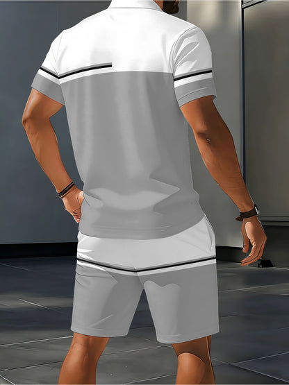 Men's Casual Polo Shirt & Shorts 2-Piece Summer Set