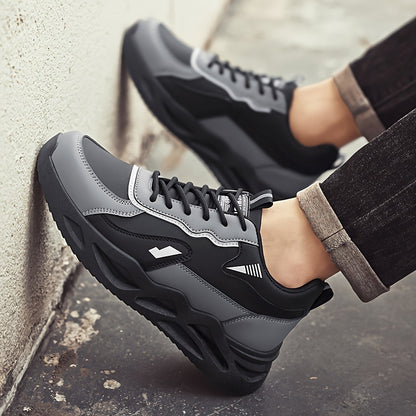Men's Retro Sporty Casual Sneakers - Low-Top Breathable PU Upper, Cushioned EVA Insole  Durable PVC Outsole - All-Season Comfort for Daily Wear, Running  Casual Outings - Black