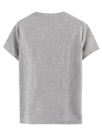 Men'S Short-Sleeve Round-Neck Knitted Jacquard T-Shirt, Stylish And Comfortable for All Seasons, High-Quality Top - ayq