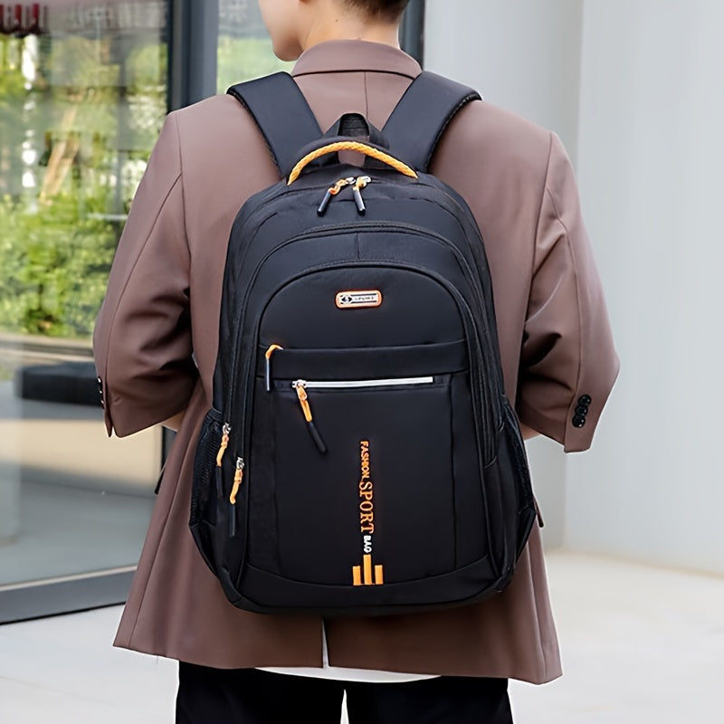 Unisex Large Capacity Travel Backpack - Durable Nylon Laptop Bag with Multiple Compartments, Business  Casual Style, Black with Green Accents, 60.96cm x 40.64cm x 8, Backpack for Travel