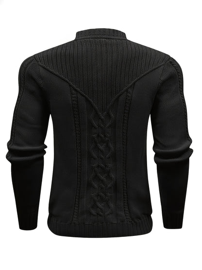 Fashion Knit Round Neck Sweater Pullover - Soft, Breathable, Medium Stretch, Long Sleeve, Casual Top for City Walks, Streets, Outings, Outdoor Activities - Perfect for Autumn and Winter