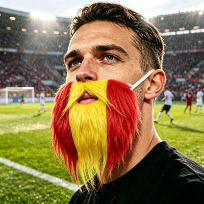 Spanish Flag Plush Beards for Football Matches & Parties