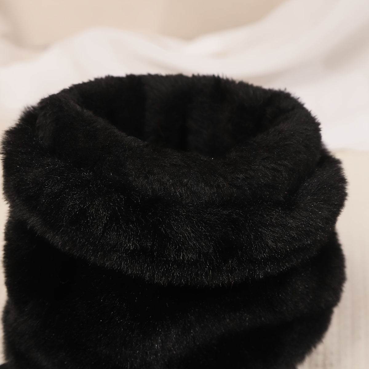 Women's Fashion Solid Color Mid-Calf Fluffy Boots with Slip-On Closure, Plain Toe Platform Heel, Comfy & Warm Fabric-Lined Winter Footwear - TPR Sole, Mid Heel, European Special from Huizhou