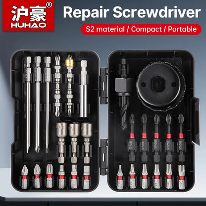 HUHAO Drill Bit Set with Magnetic Screwdriver And Impact Driver Bits for Wood And Metal, Complete with a Storage Case.