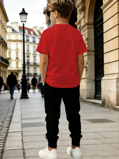 Boys' Summer Geometric Print Short Sleeve Top & Pants Set