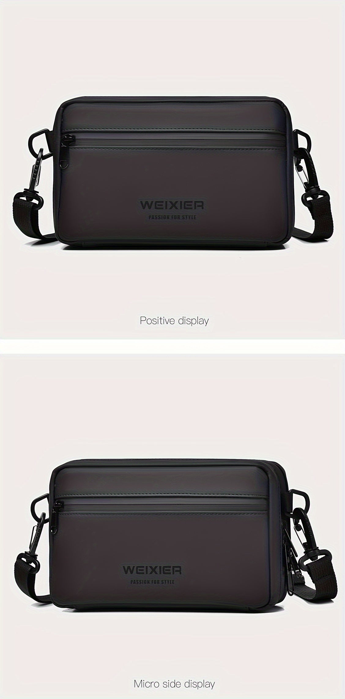 WEIXIER Men's Casual Nylon Handbag - Large Capacity with Adjustable Wrist Strap, Sleek Black for Daily Use, Valentine's Day Gift for Him, Outdoor Bag   Casual Style   Nylon Material