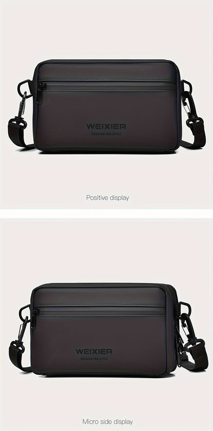 WEIXIER Men's Casual Nylon Handbag - Large Capacity with Adjustable Wrist Strap, Sleek Black for Daily Use, Valentine's Day Gift for Him, Outdoor Bag   Casual Style   Nylon Material