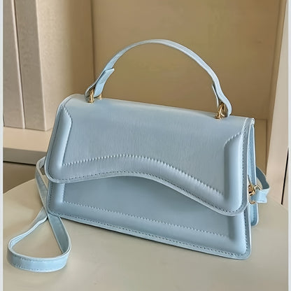 Fresh and trendy small square bag, one shoulder crossbody bag, youthful and sweet style, magnetic buckle closure bag, solid color, internet famous and popular bag