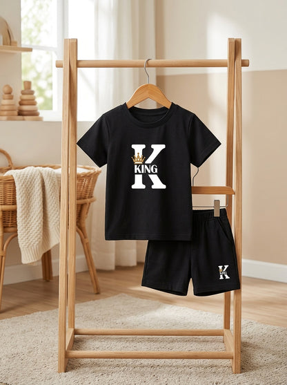 Newborn Baby Boy Cartoon Print Casual T-Shirt & Shorts Set