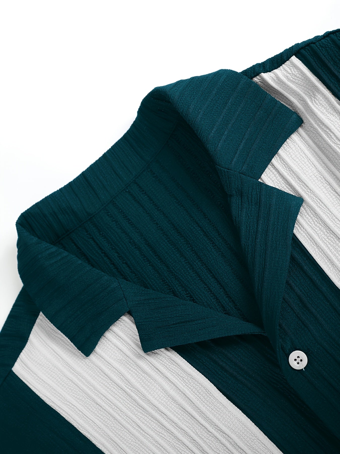 New Men's Colorful French Stripe Short Sleeve Shirt and Trousers Set