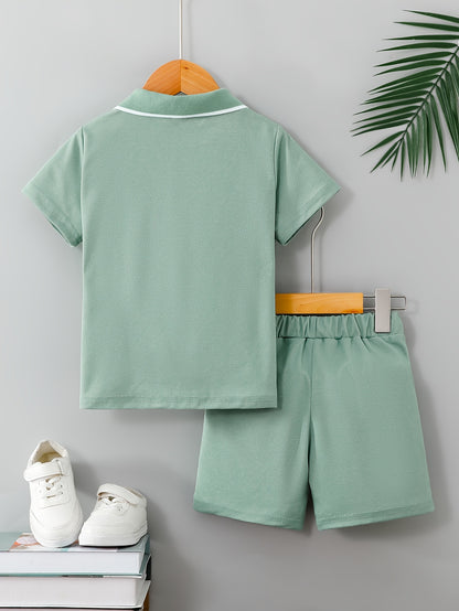 Boys' Summer Polo Shirt & Shorts Set, Casual Lightweight 2-Piece