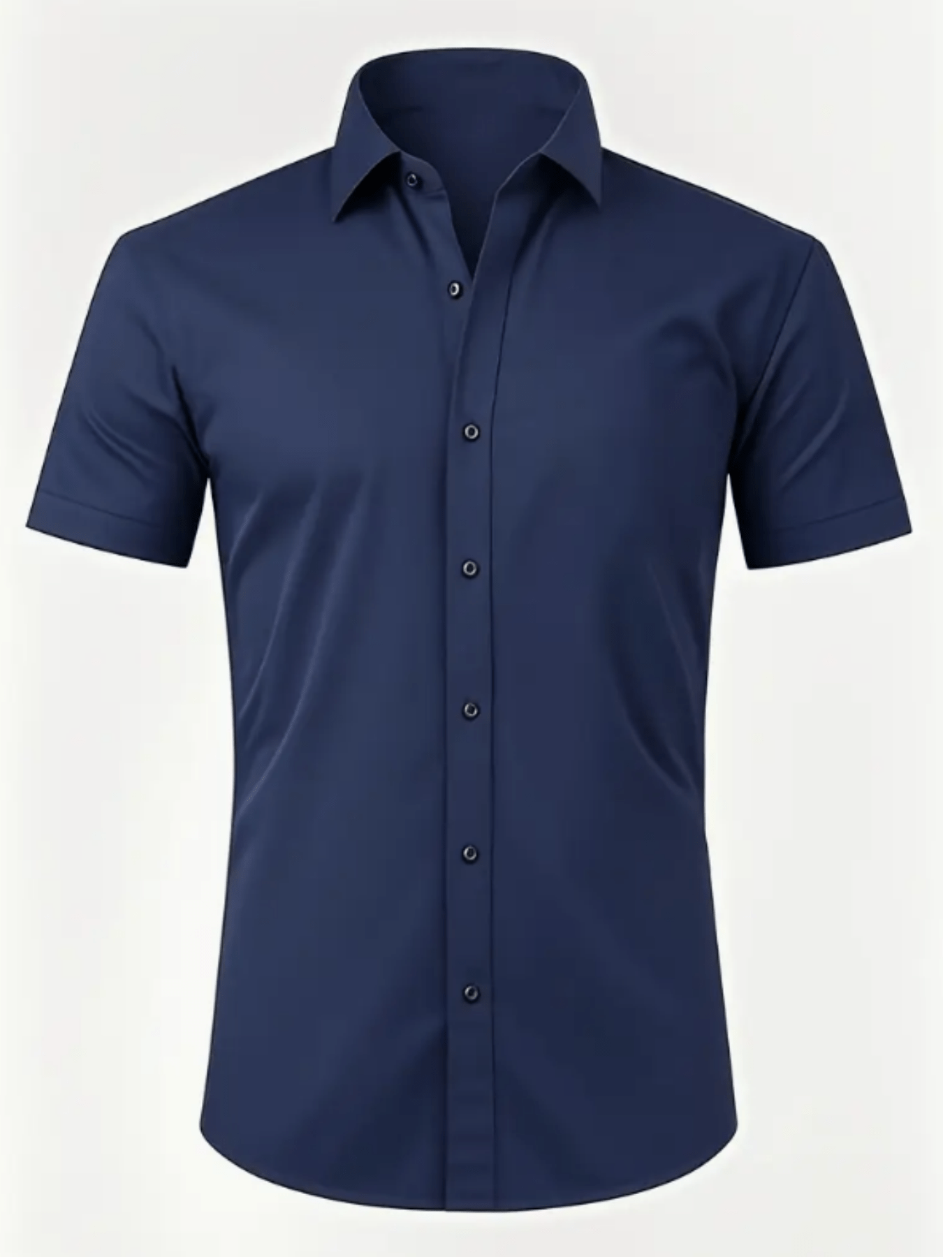 Men's Stretch Solid Color Short Sleeve Shirt for Summer