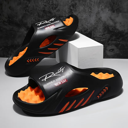 Men's Casual Summer Slip-On Beach Sandals with Stripes