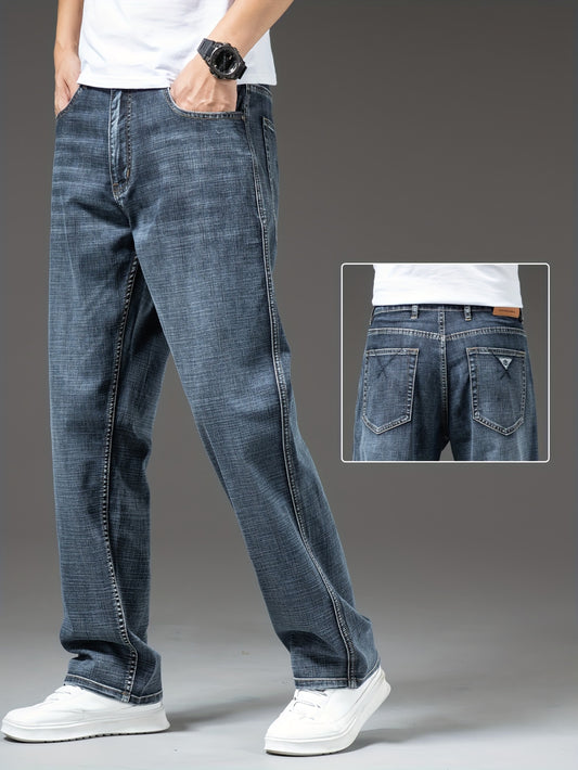 Geng Yuanshi High-End Summer Men's Jeans New Trend Fashion Straight-Leg Light Business Stretch Denim Pants