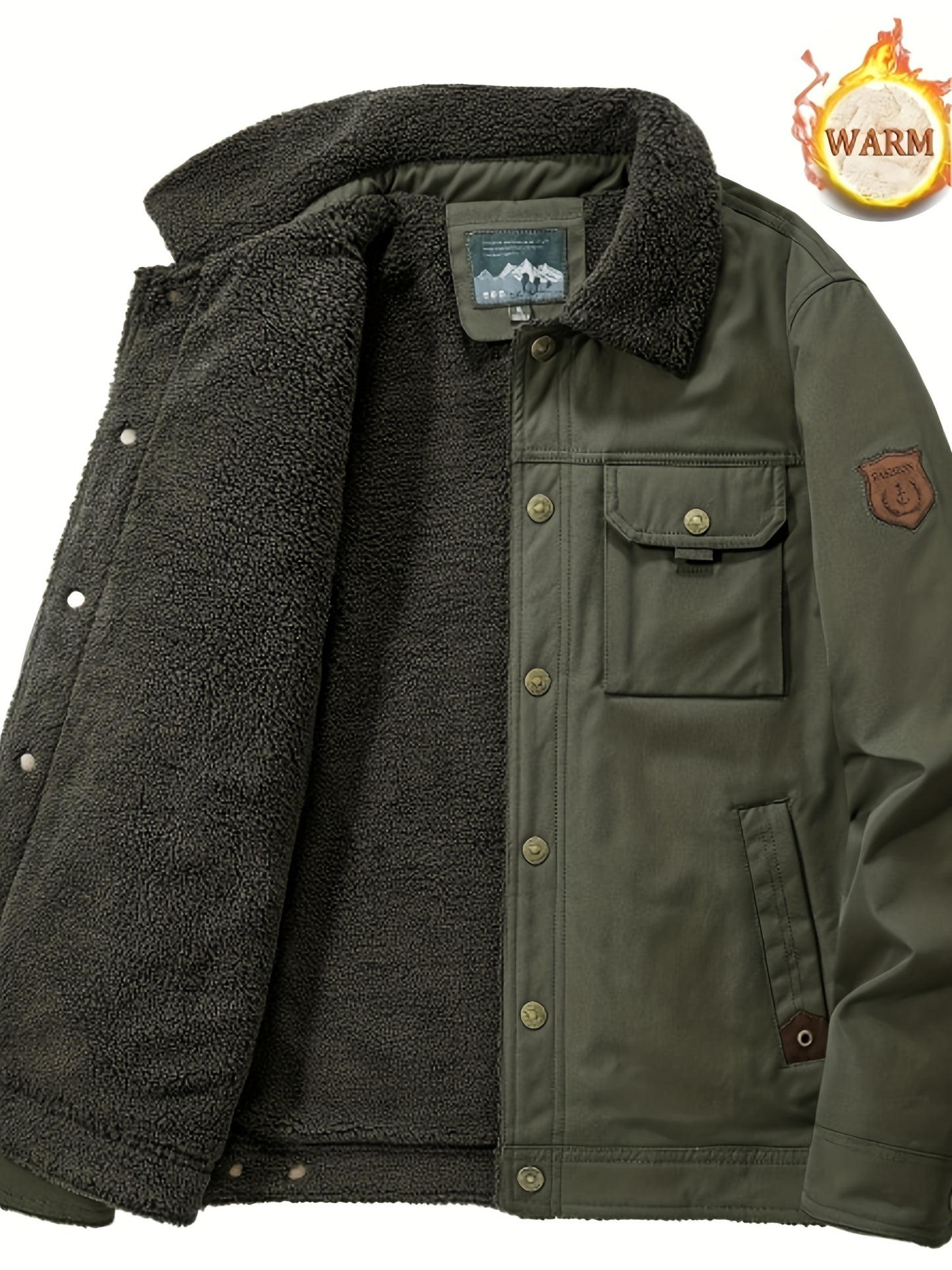 Men's High-End Fashion Casual Versatile Fleece-Lined Thickened Windproof Warm Hooded Winter Jacket