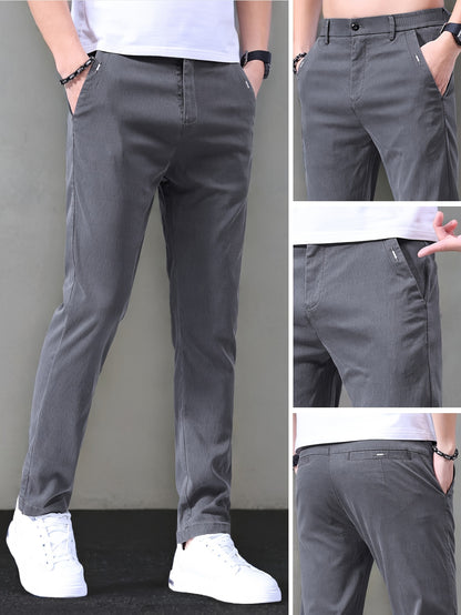 Men's Slim-Fit Summer Suit Pants with Stretch Lyocell Fabric