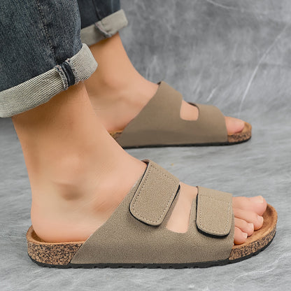 Vintage Round Toe Slippers with Thick Sole & Adjustable Fit
