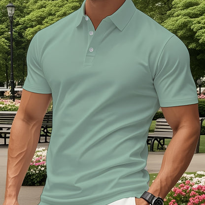 Men's Lightweight Breathable Shirt - Quick-Dry Polyester Button-Up Collar Formal & Casual Business-casual Office Wedding Party Attire - Easy-Care Everyday & Special Occasion Shirt, Easycare Fabric