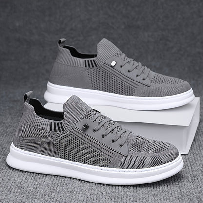 Men'S Breathable Knit Mesh Running Shoes - Anti-Odor Casual Sneakers with Soft EVA Sole, Round Toe Design  Low-Top Lace-Up for Jogging, Hiking, Outdoor  Daily Wear - Khaki/Black/Gray, Jogging Shoes