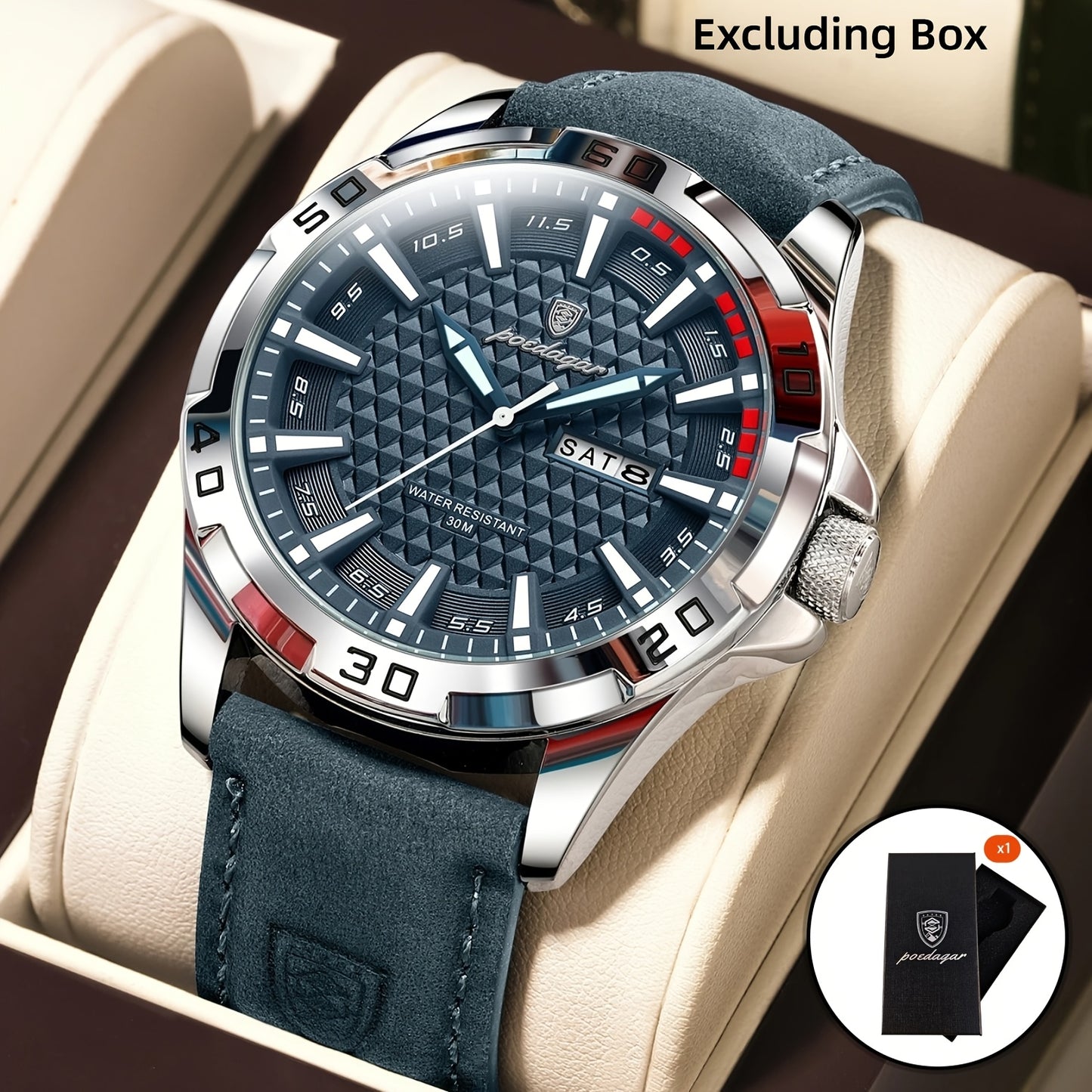 POEDAGAR Men's Casual Quartz Watch with Date & Waterproof