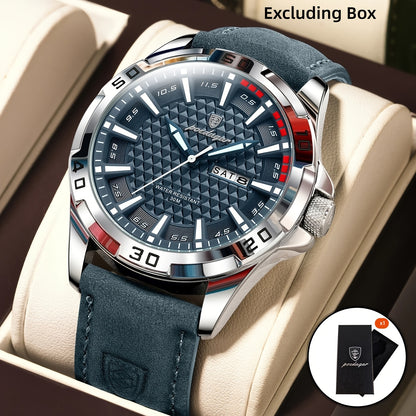 POEDAGAR Men's Casual Quartz Watch with Date & Waterproof