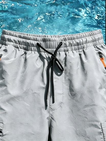 Men's Casual Loose-Fit Cargo Shorts with Elastic Drawstring Waist