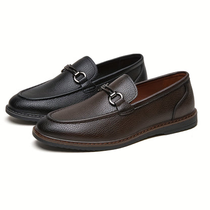 Men's Business Casual Slip-On Loafers with Metal Buckle