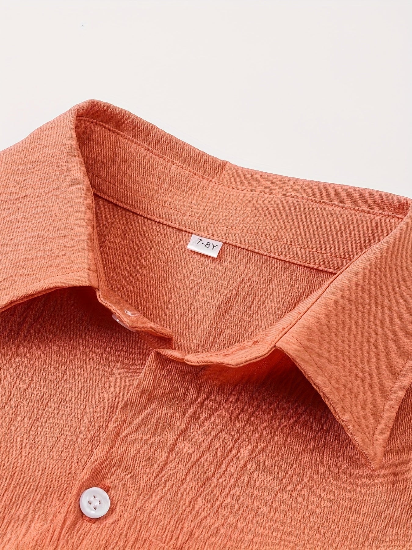 Boys' Casual Short Sleeve Solid Color Shirt with Stretch Fabric