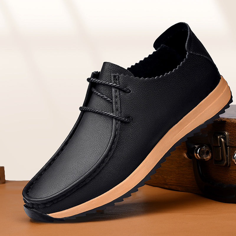 Men's Low-Top Oxford Shoes with Hidden Height Increase, Anti-Slip Sole