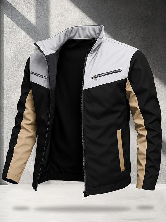 Men's Lightweight Softshell Jacket with Color Block Design