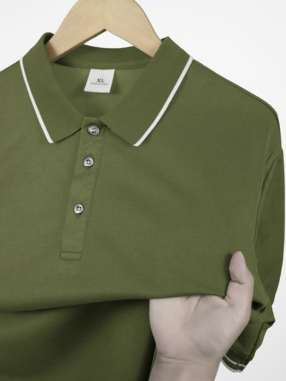 Men'S Quick-Dry Polo Shirt with a Collar for Summer - Breathable, Quick-Drying, Buttoned, Suitable for Beach, Golf, And Casual Office Wear, Smooth Texture Beach Tee - ayq