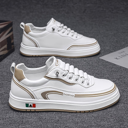 FC06 Men'S Casual Sneakers - Black  White Low-Top Lace-Up Shoes with Italian Flag Design, Faux Cover Upper, Cushioned PVC Sole, Breathable Fabric Lining for All-Season Comfort, Everyday Footwear, Modern Sneakers, Fabric Line
