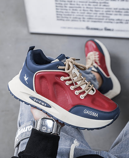 Men's Breathable Casual Sneakers - Trendy Dad Shoes with Thick Sole, Lace-Up, Mid-Top Design for Running  Fashion