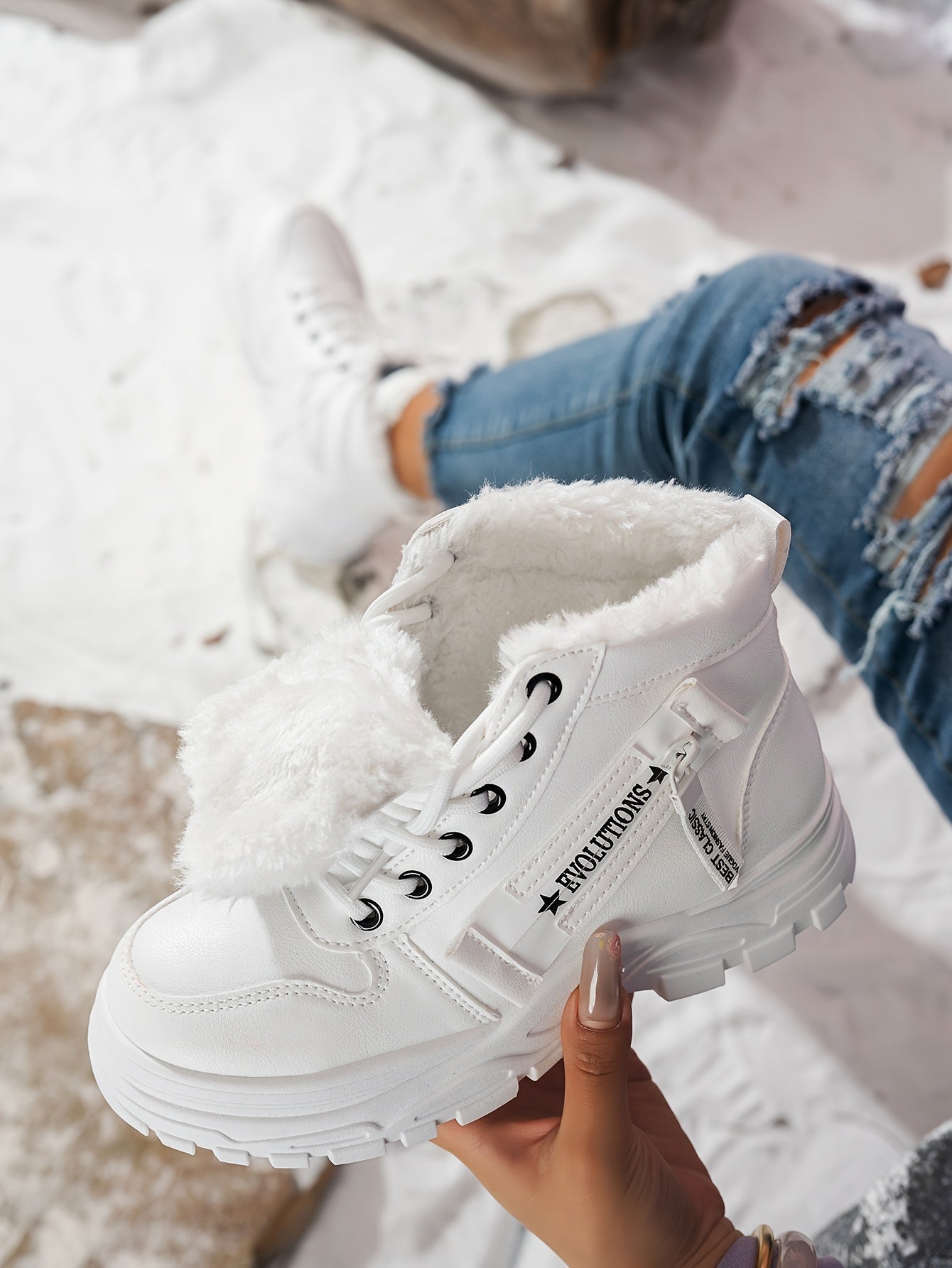 Women'S Winter Snow Boots - Warm Lined, Non-Slip, High-Top Outdoor Casual Shoes with Ribbed Cushioning, Black, Perfect for Cold Weather Activities, Winter Footwear | Stylish Winter Boots | Durable Footwear