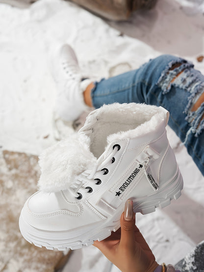 Women'S Winter Snow Boots - Warm Lined, Non-Slip, High-Top Outdoor Casual Shoes with Ribbed Cushioning, Black, Perfect for Cold Weather Activities, Winter Footwear | Stylish Winter Boots | Durable Footwear