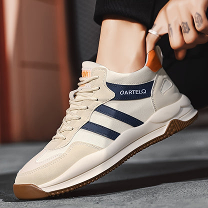 Men's Breathable Lace-Up Sneakers - Casual  Stylish, Versatile for All Seasons, Non-Slip Rubber Sole