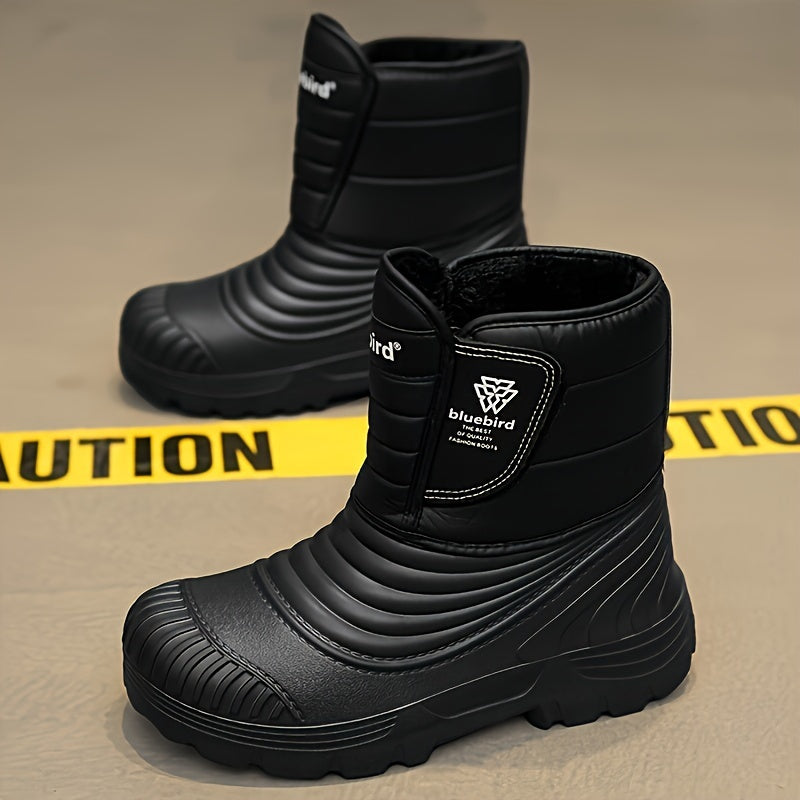 1pr Unisex Winter Warm Snow Boots, Casual Sports Outdoor Style, Short Boot with Magic Tape Closure, EVA Upper, Fabric Lining, Rubber Sole, Comfortable Hiking & Leisure Footwear for Men and Women