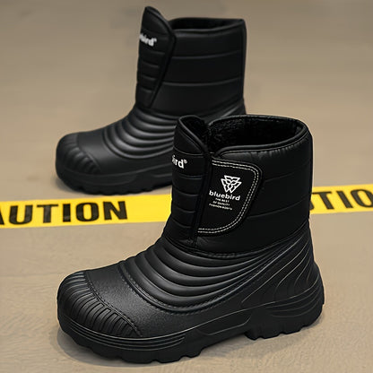 1pr Unisex Winter Warm Snow Boots, Casual Sports Outdoor Style, Short Boot with Magic Tape Closure, EVA Upper, Fabric Lining, Rubber Sole, Comfortable Hiking & Leisure Footwear for Men and Women