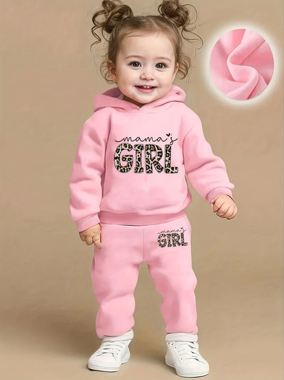 Baby Girls Leopard Print Fleece Hoodie & Pants Set