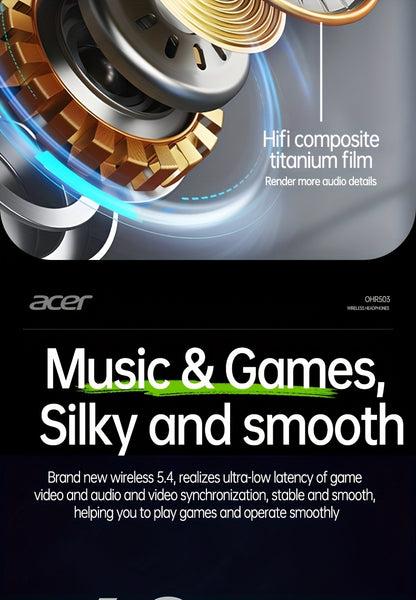 30h Wireless Earbuds Acer OHR503 Mini Sport Wireless Earbuds | Wireless Stereo, Long 30h Standby, Noise-Canceling, Comfortable Wear | Universal Fit, Latest Model, Touch Control