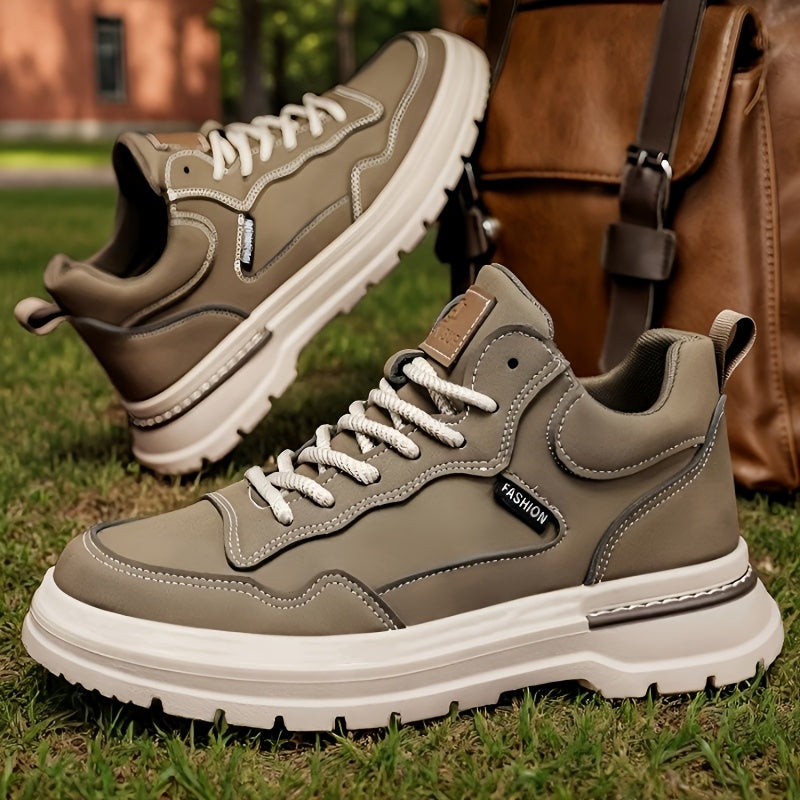 Men's Tactical Ankle Boots, Outdoor Hiking, All-Season PU Leather