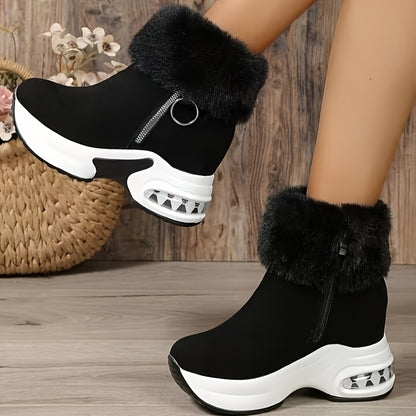 Women's Mid-Calf Boots, Winter New Arrival Thick-Soled Fleece-Lined Warm Short Ankle Boots with Extra Padding