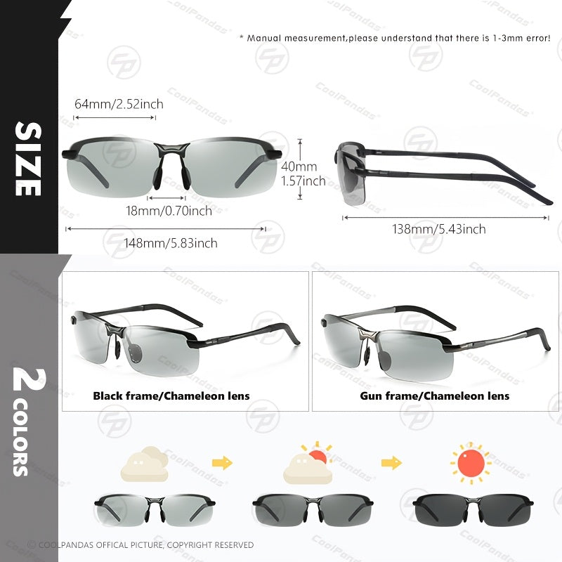 Polarized Photochromic Stainless Steel Sunglasses for Men & Women
