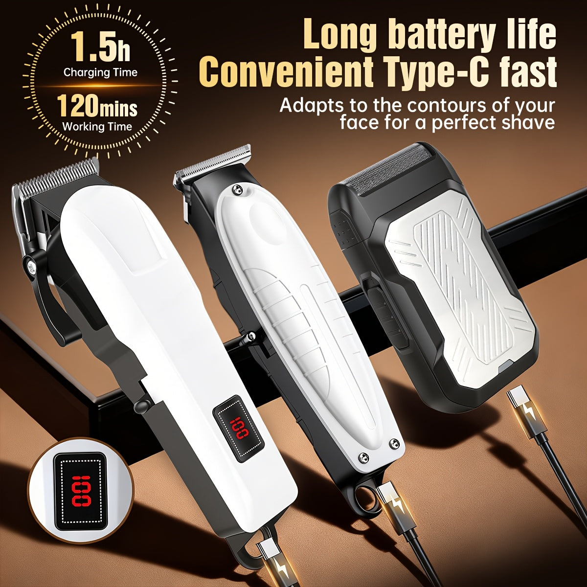 2pcs/3pcs Men's Electric Hair Clipper Set & Beard Trimmer Set. Home-use electric hair clipper + sculpting trimmer + reciprocating shaver. Haircutting, shaving, sculpting, and sideburn trimming. Christmas gift. for home, car, - ayq